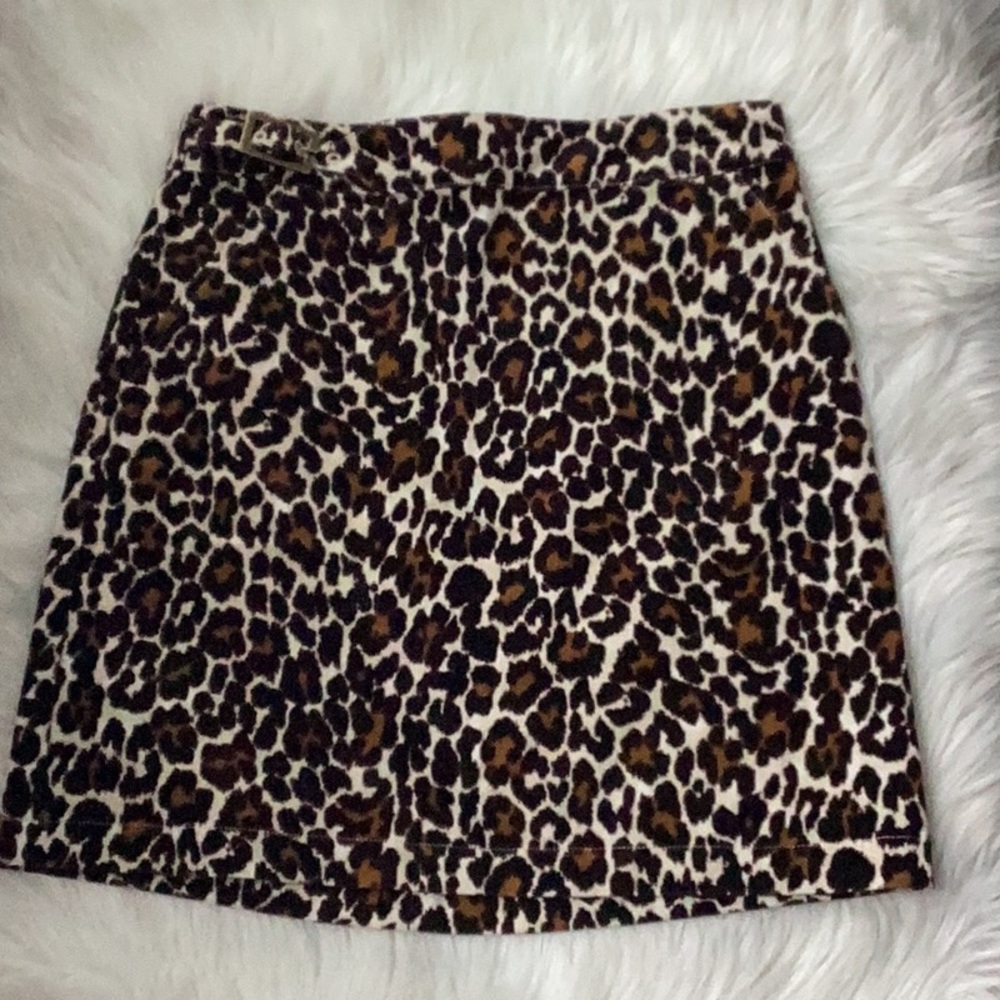 Corduroy leopard print skirt